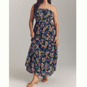 Anthropologie floral strapless maxi somerset dress sz XL